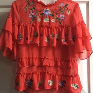 RED EMBROIDERED BLOUSE